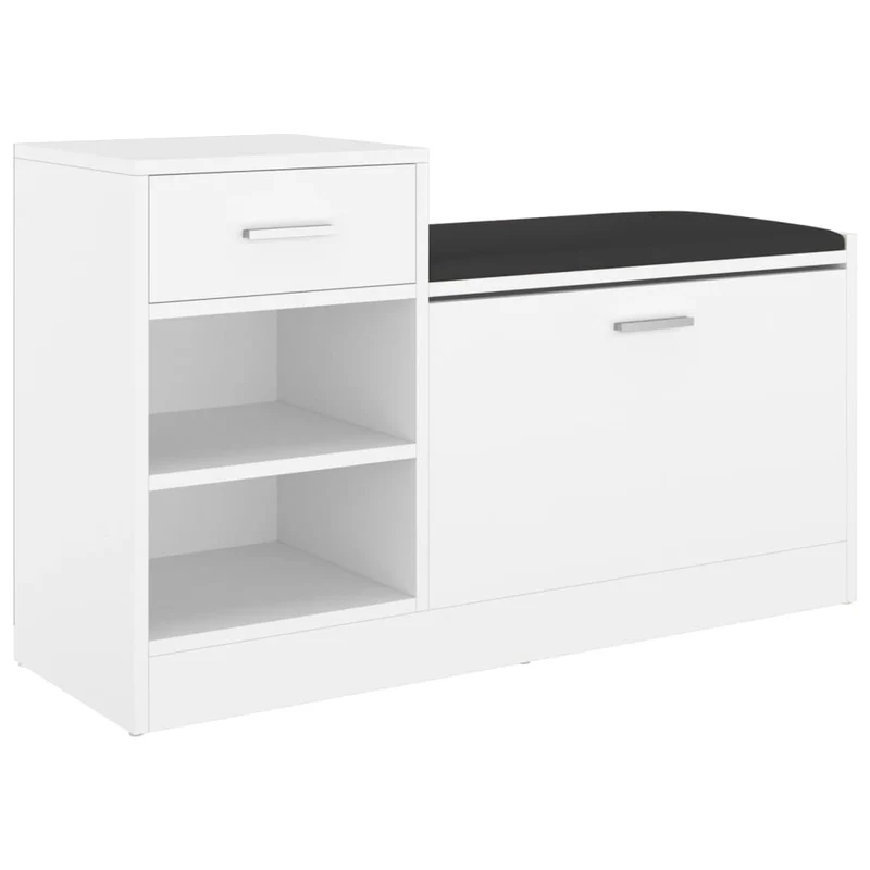 Banc à chaussures bottes commode étagère meuble entrée rangement 94,5 x 31 x 57 cm bois d'ingénierie blanc 02_0022892