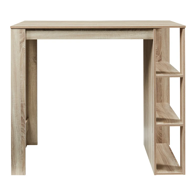 Table de bar 3 étagères 120 x 60 x 106 cm effet chêne 03_0010986