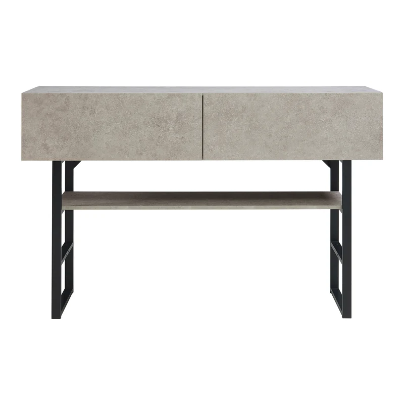Table console 75 x 120 x 30 cm noir effet béton clair 03_0010887