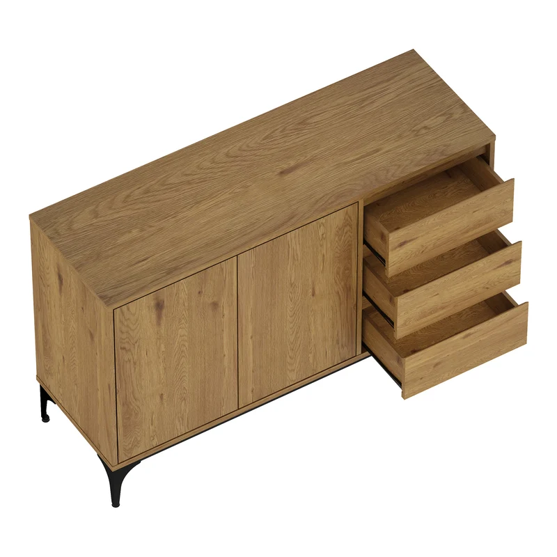 Buffet commode meuble de rangement salon entré chambre 77 x 120 x 40 cm effet chêne foncé 03_0009029