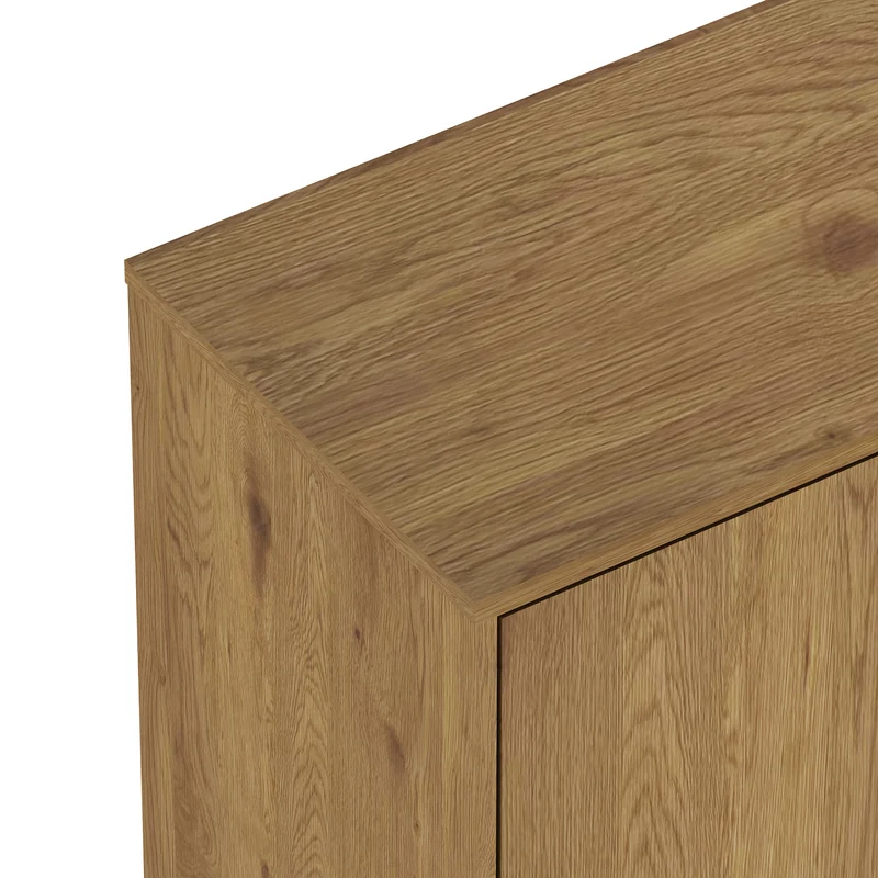 Buffet commode meuble de rangement salon entré chambre 77 x 120 x 40 cm effet chêne foncé 03_0009029