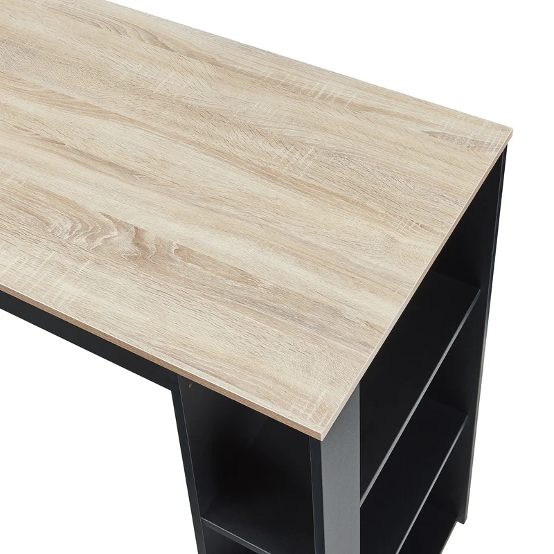 Table de bar 3 étagères 120 x 60 x 106 cm effet chêne noir 03_0010988