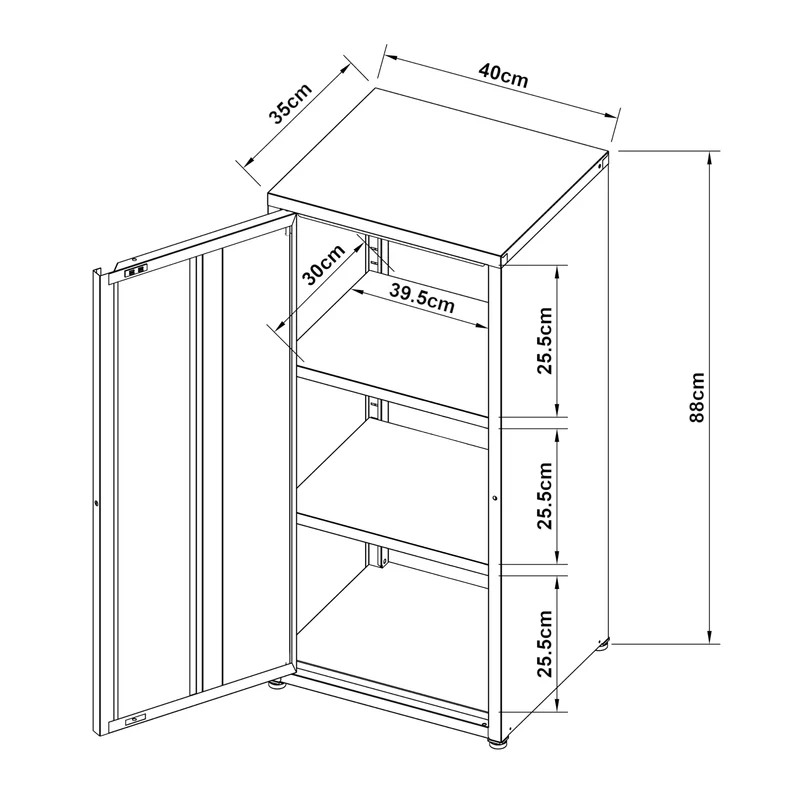 Armoire étagère meuble de rangement métallique acier 88 x 40 x 35 cm vert menthe 03_0008909