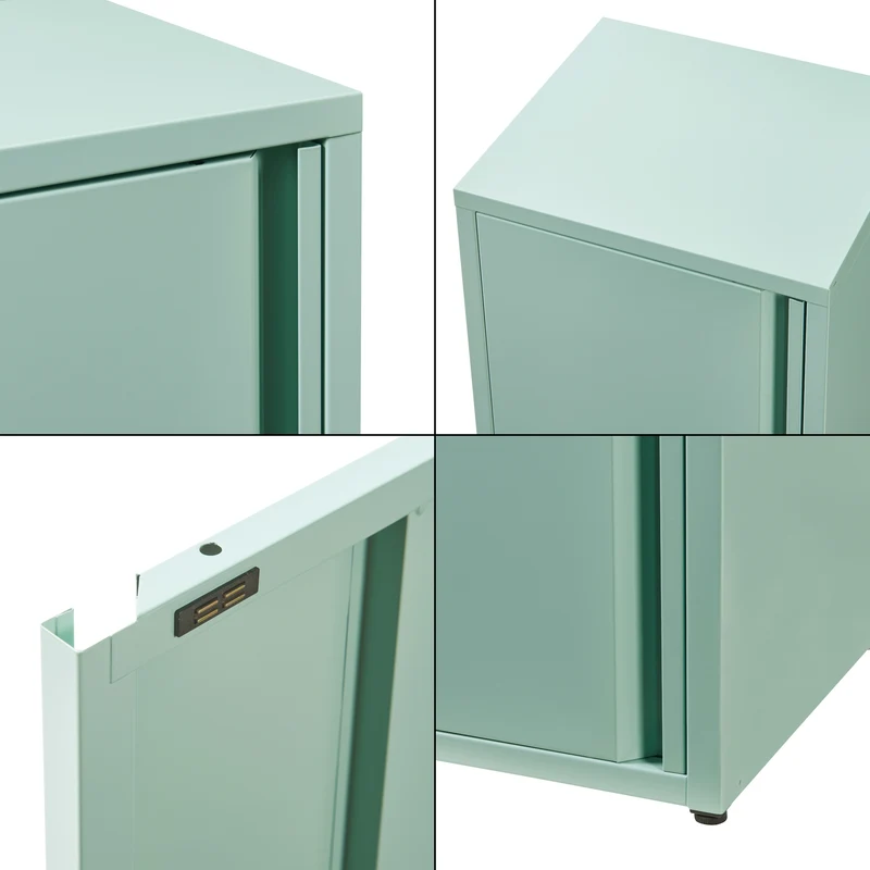 Armoire étagère meuble de rangement métallique acier 88 x 40 x 35 cm vert menthe 03_0008909