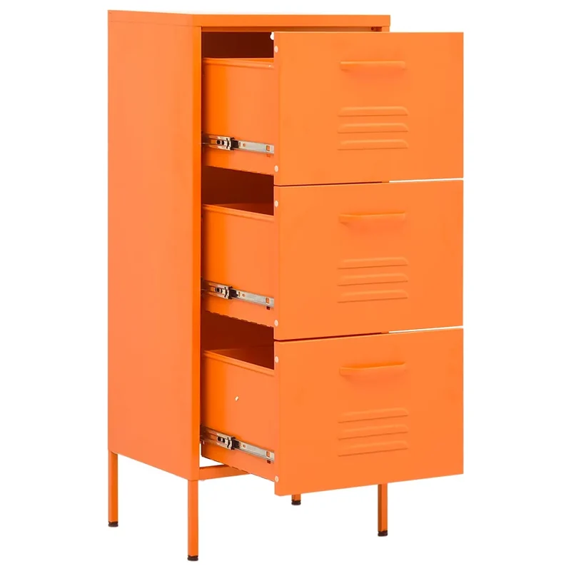 Armoire de rangement pratique 42,5 x 35 x 101,5 cm avec tiroirs extensibles design contemporain en acier orange 02_0046871
