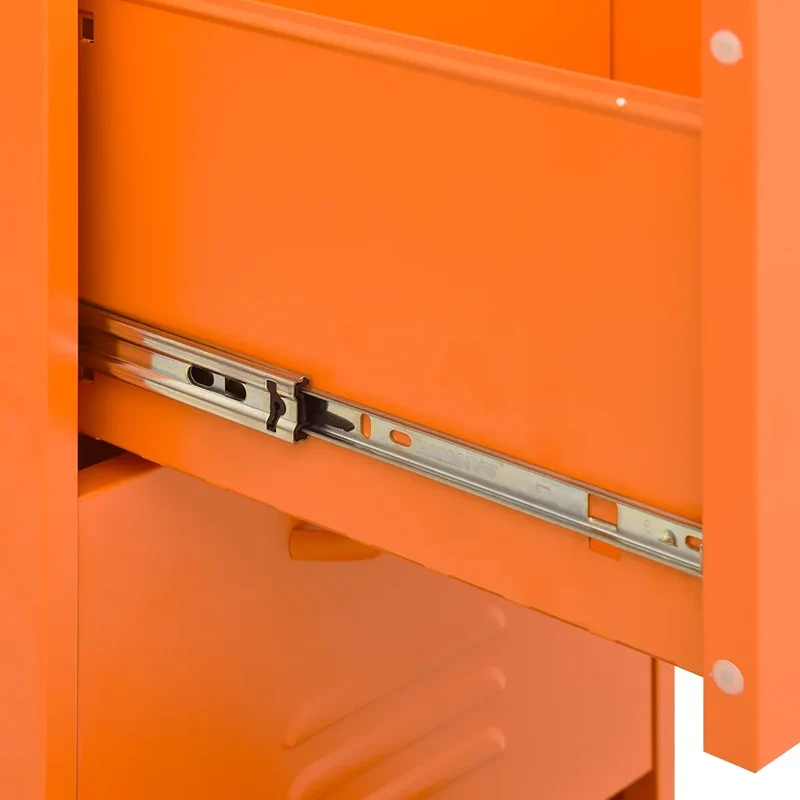Armoire de rangement pratique 42,5 x 35 x 101,5 cm avec tiroirs extensibles design contemporain en acier orange 02_0046871