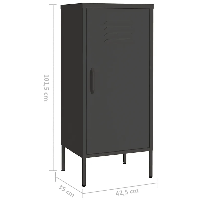 Armoire de rangement anthracite 42,5 x 35 x 101,5 cm avec 2 étagères réglables durable style moderne en acier anthracite 02_0046881