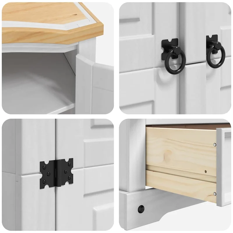 Armoire avec tiroir rangement intérieur 101 x 52 x 170 cm en pin massif blanc 02_0059378