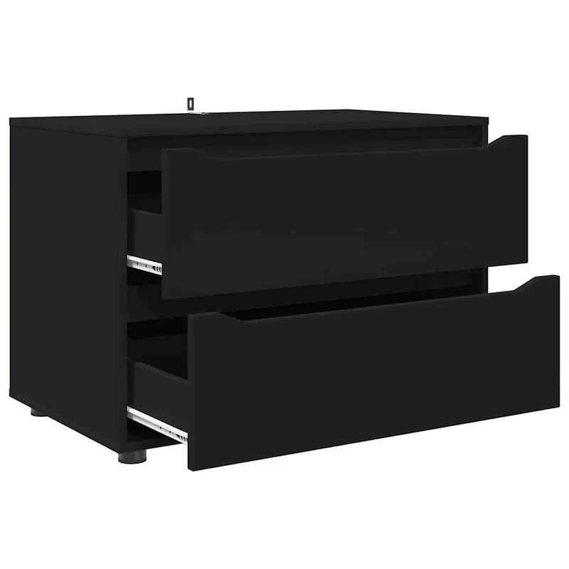 Armoire de rangement rectangulaire avec tiroirs style minimaliste salon chambre 80 x 48 x 57 cm en bois d'ingénierie noir 02_0054592