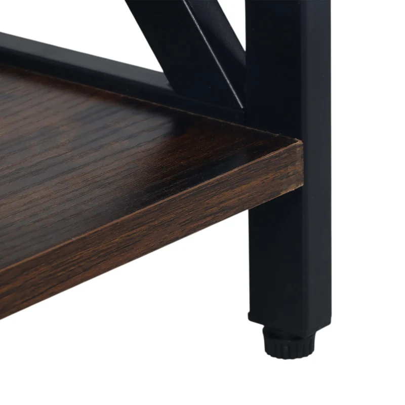 Console étroite moderne avec tiroir et 3 étagères 80 x 100 x 30 cm en MDF marron 13_0017953