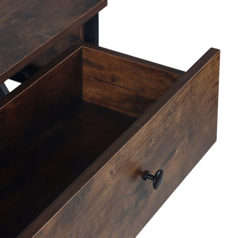 Console étroite moderne avec tiroir et 3 étagères 80 x 100 x 30 cm en MDF marron 13_0017953