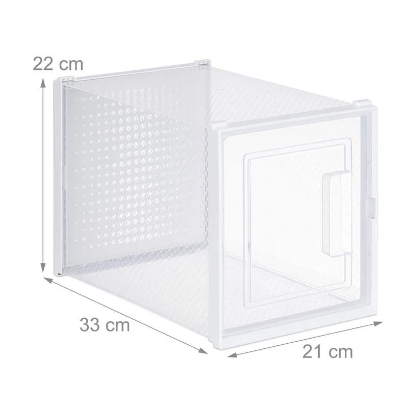 Lot de 6 boîtes de rangement empilables pour talons hauts 32 x 23 x 15 cm en plastique transparent 13_0014513