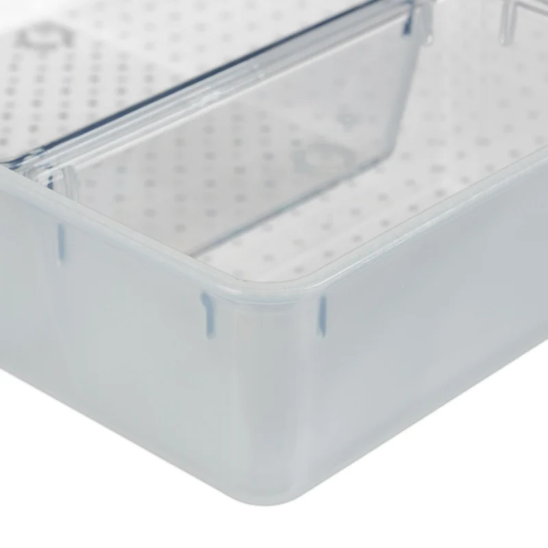 Lot de 1 bac de rangement transparent 3 compartiments amovibles salle de bain bureau 38 x 25 x 12 cm en plastique clair 13_0014634