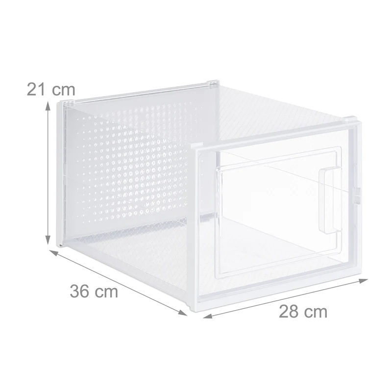 Lot de 6 boîtes de rangement empilables transparentes pour chaussures jusqu'à 48 34 x 25 x 16 cm en plastique clair 13_0014512