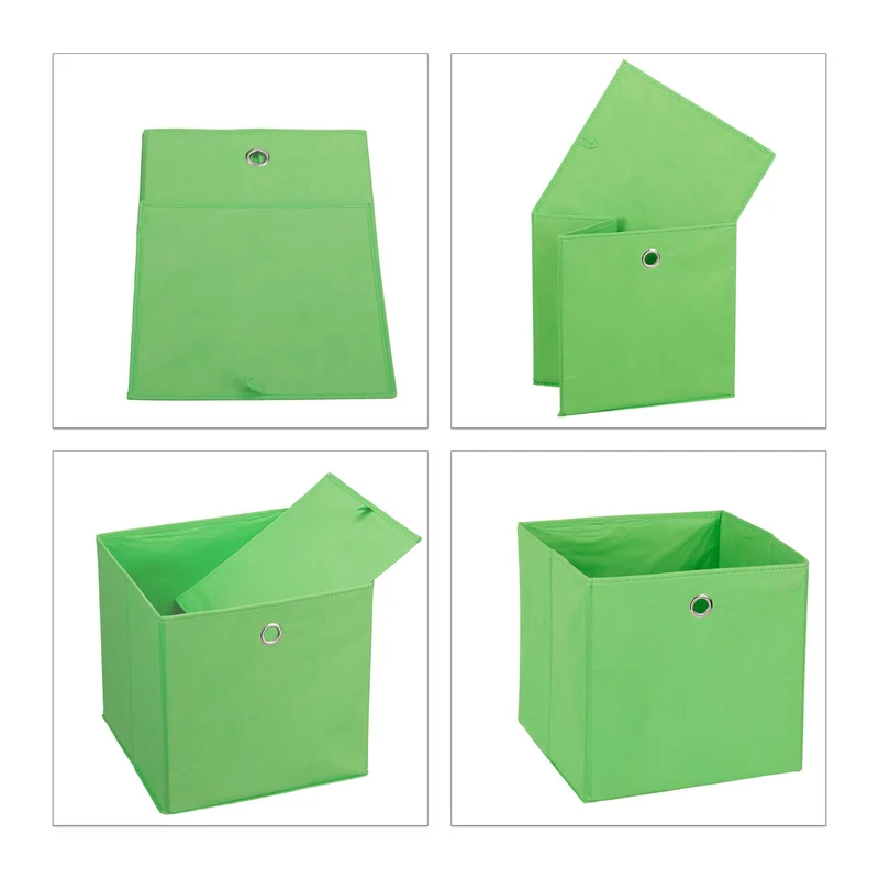Lot de 4 bacs de rangement pliables pratiques chambre salon 30 x 30 x 30 cm en tissu gris 13_0014536