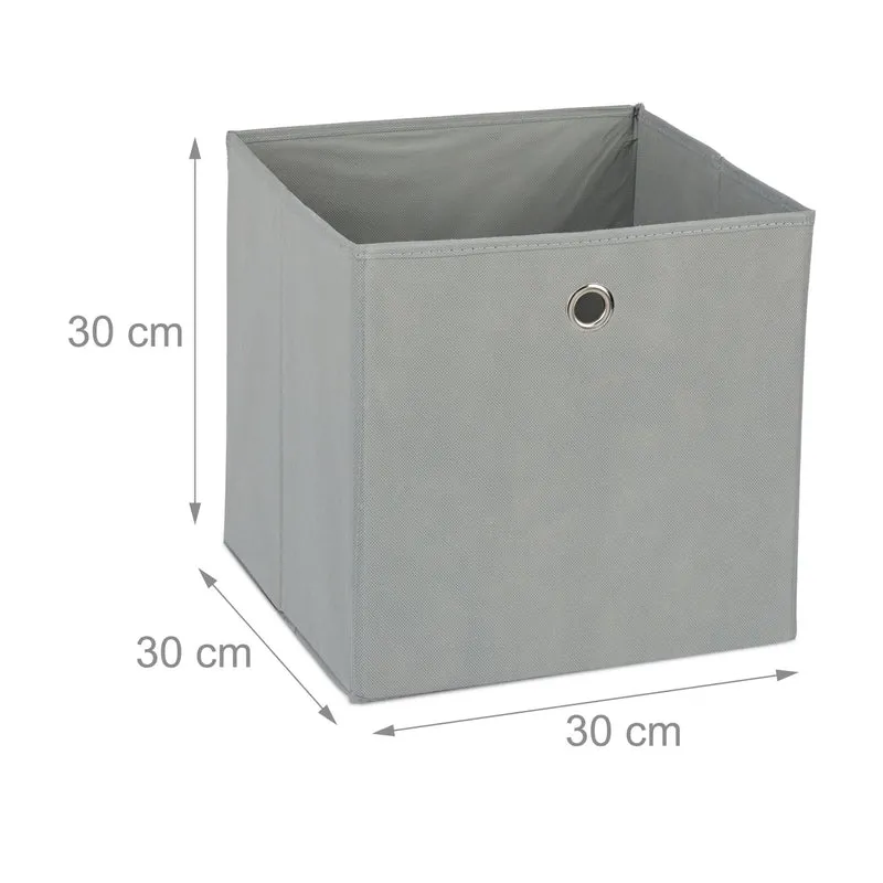 Lot de 4 bacs de rangement pliables pratiques chambre salon 30 x 30 x 30 cm en tissu gris 13_0014537