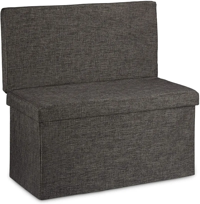 Tabouret pouf coffre de rangement pliant en lin 76 cm marron 13_0002782_2