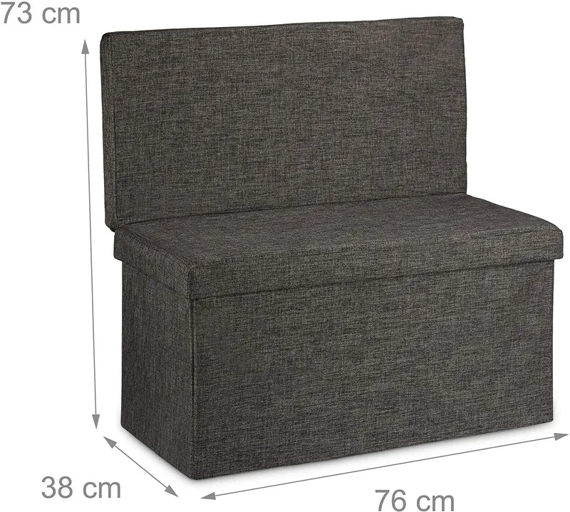 Tabouret pouf coffre de rangement pliant en lin 76 cm marron 13_0002782_2