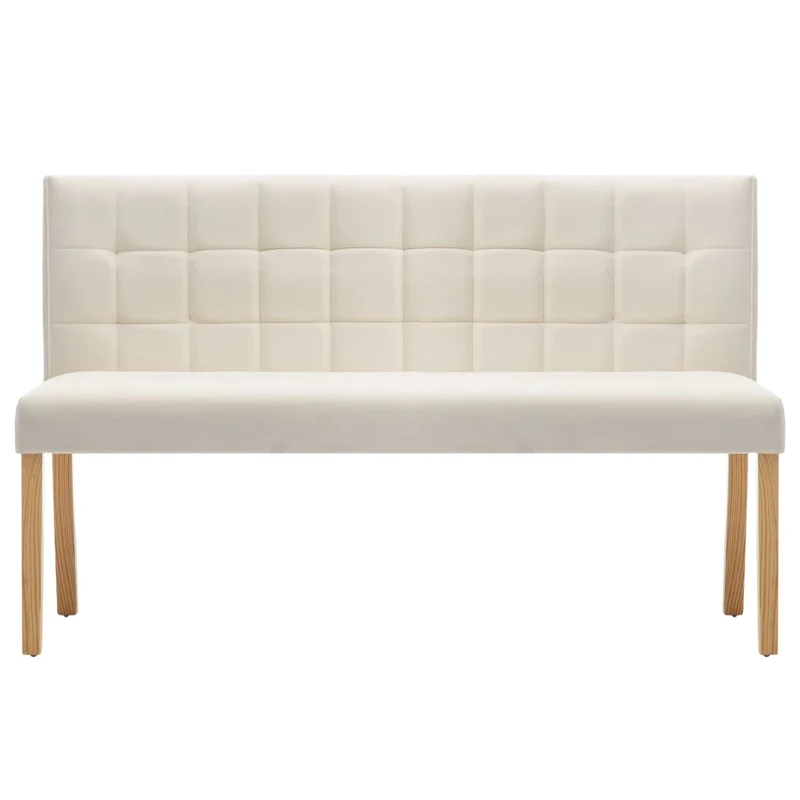 Banc banquette 140 cm crème velours 02_0010741