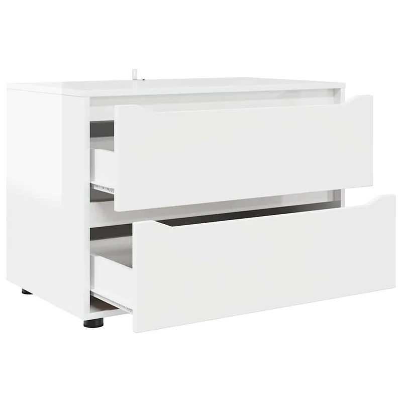 Armoire de rangement minimaliste pratique 80 x 48 x 57 cm avec tiroirs en bois d'ingénierie blanc brillant 02_0054595