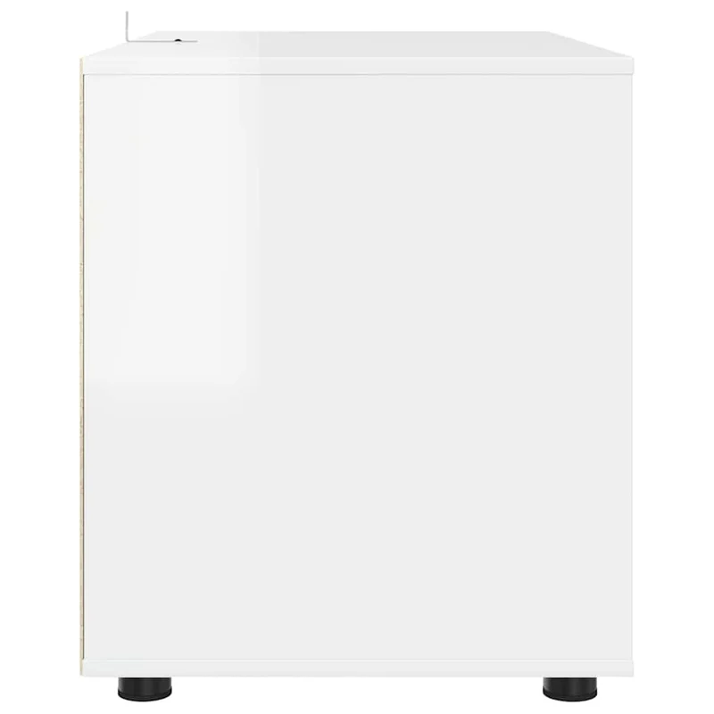 Armoire de rangement minimaliste pratique 80 x 48 x 57 cm avec tiroirs en bois d'ingénierie blanc brillant 02_0054595