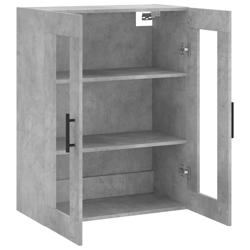 Armoire murale design pratique espace de rangement 69,5 x 34 x 90 cm en bois gris béton 02_0048644