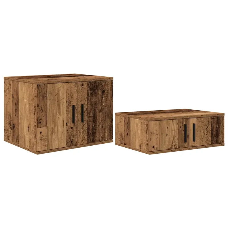 Armoire de rangement moderne minimaliste avec 2 étagères 118 x 41 x 40 cm en bois d'ingénierie bois ancien 02_0052116