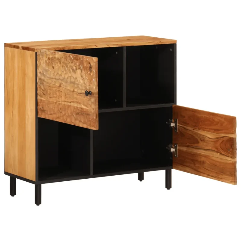 Armoire latérale 80 x 33 x 75 cm espace de rangement fonction d'affichage style intemporel en bois d'acacia naturel 02_0047195