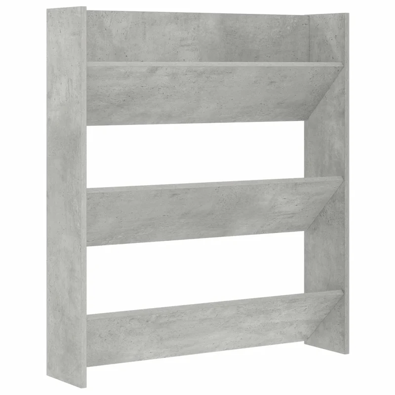 Armoire à chaussures murale moderne 80 x 18 x 90 cm 3 étagères basculantes style simple en aggloméré gris béton 02_0047901