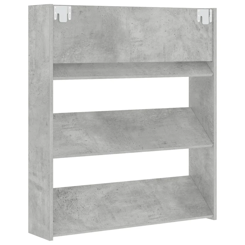 Armoire à chaussures murale moderne 80 x 18 x 90 cm 3 étagères basculantes style simple en aggloméré gris béton 02_0047901