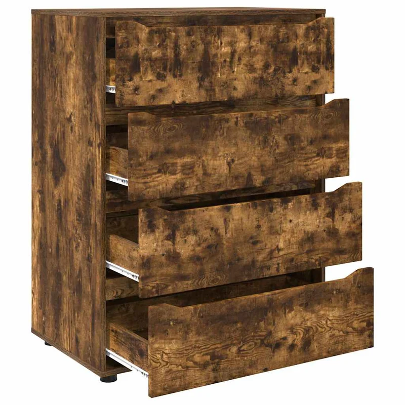Lot de 2 armoires de rangement rectangulaires pratiques 80 x 48 x 105 cm style minimaliste en bois d'ingénierie chêne fumé 02_0056181