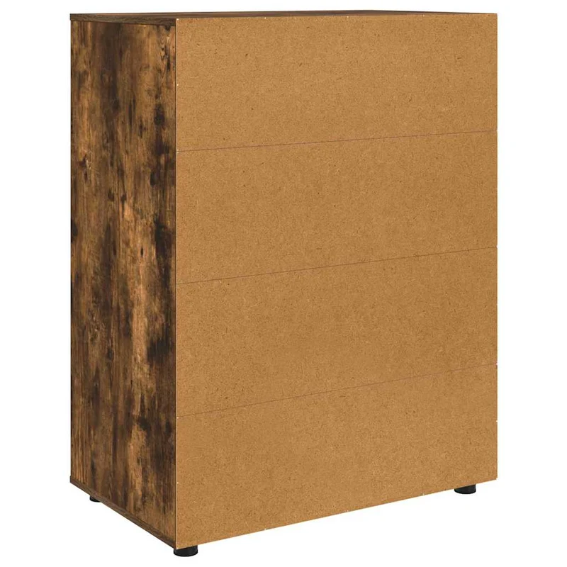 Lot de 2 armoires de rangement rectangulaires pratiques 80 x 48 x 105 cm style minimaliste en bois d'ingénierie chêne fumé 02_0056181