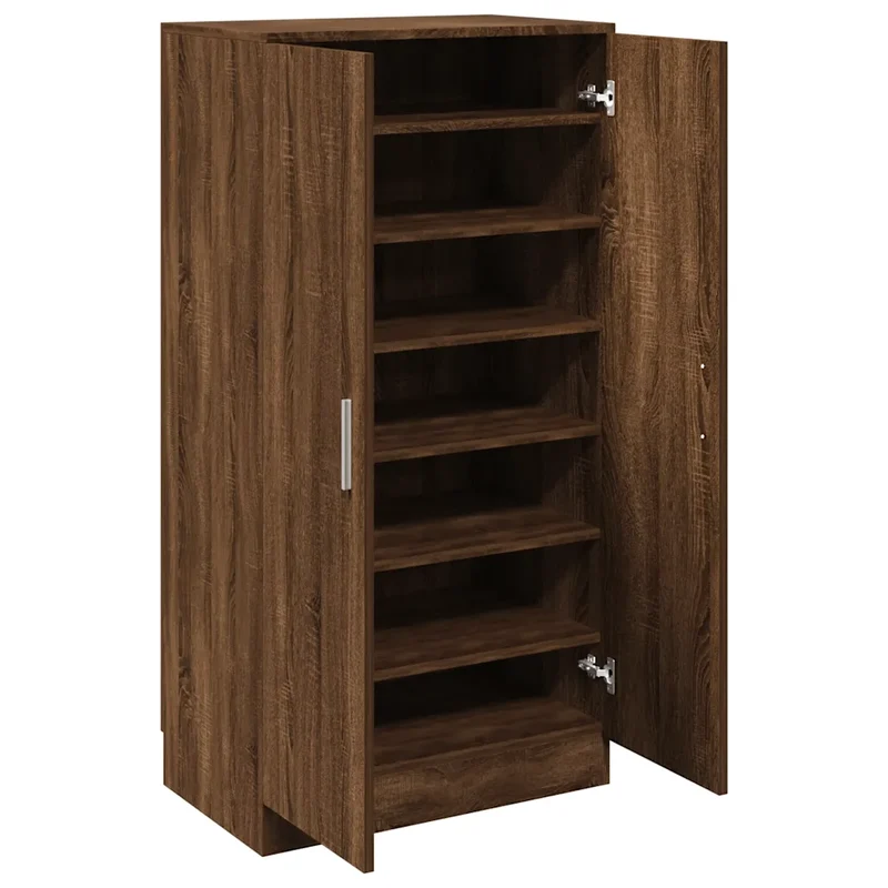 Armoire à chaussures chêne marron 55 x 35 x 108 cm grande capacité de rangement style contemporain en bois marron 02_0047075