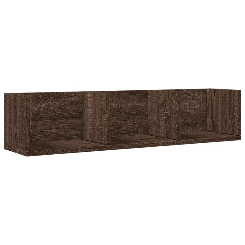 Lot de 2 armoires murales compactes design polyvalent pour rangement pratique 75 x 18 x 16,5 cm en bois chêne marron 02_0049409