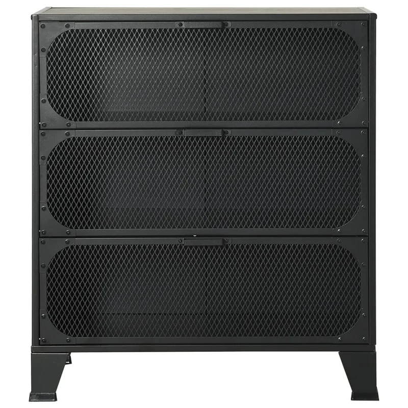 Lot de 2 armoires de rangement métallique et MDF 72 x 36 x 82 cm avec 2 étagères style industriel gris 02_0055177