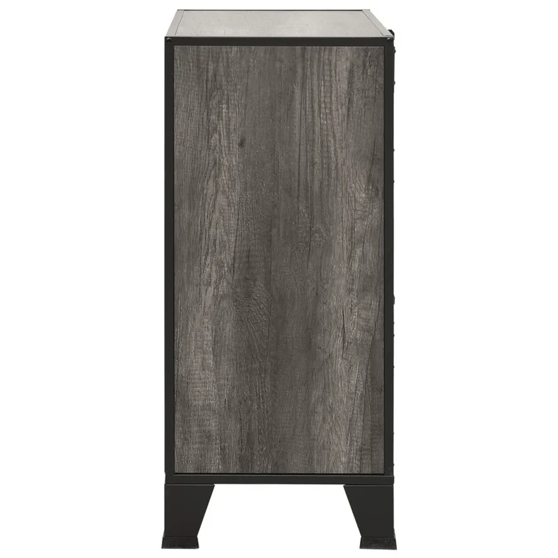Lot de 2 armoires de rangement métallique et MDF 72 x 36 x 82 cm avec 2 étagères style industriel gris 02_0055177