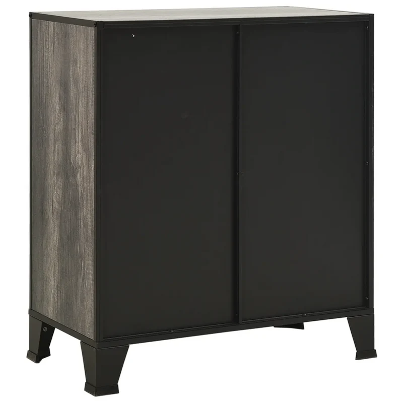 Lot de 2 armoires de rangement métallique et MDF 72 x 36 x 82 cm avec 2 étagères style industriel gris 02_0055177