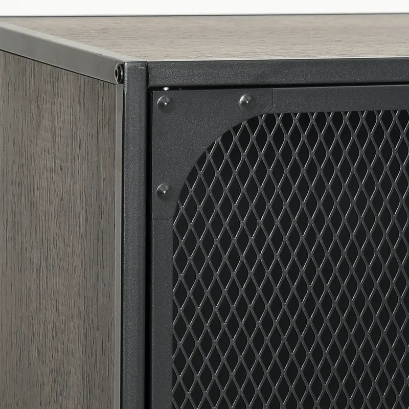 Lot de 2 armoires de rangement métallique et MDF 72 x 36 x 82 cm avec 2 étagères style industriel gris 02_0055177