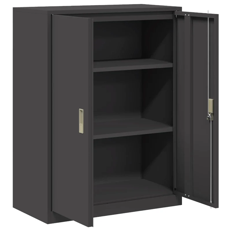 Armoire de rangement moderne intérieure 80 x 40 x 105 cm grande capacité sécurisée design industriel en acier noir 02_0054839