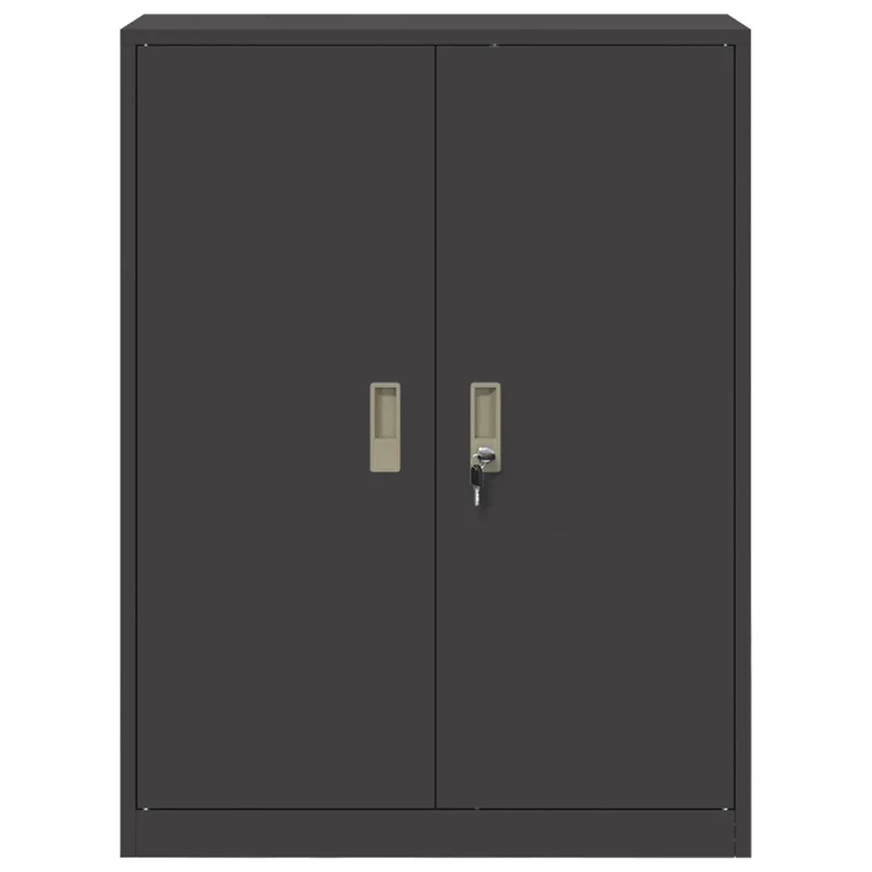 Armoire de rangement moderne intérieure 80 x 40 x 105 cm grande capacité sécurisée design industriel en acier noir 02_0054839