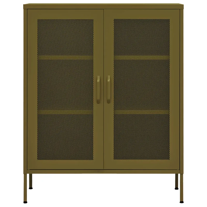 Armoire de rangement pratique design contemporain réglable 80 x 35 x 101 cm en acier vert olive 02_0046862