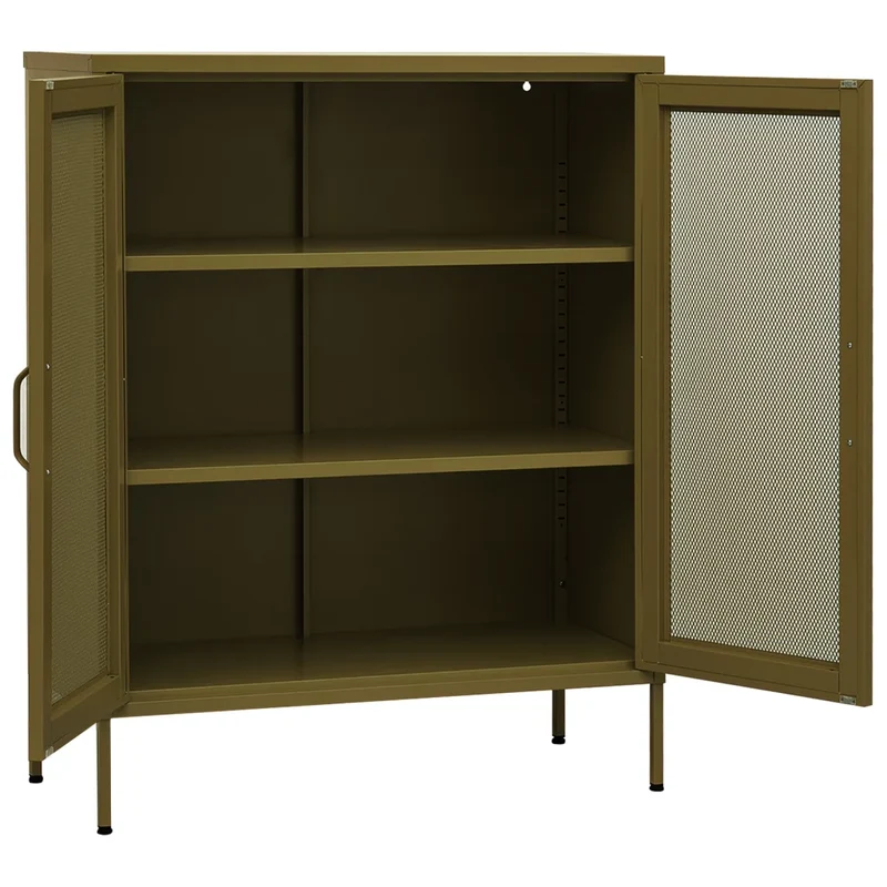 Armoire de rangement pratique design contemporain réglable 80 x 35 x 101 cm en acier vert olive 02_0046862