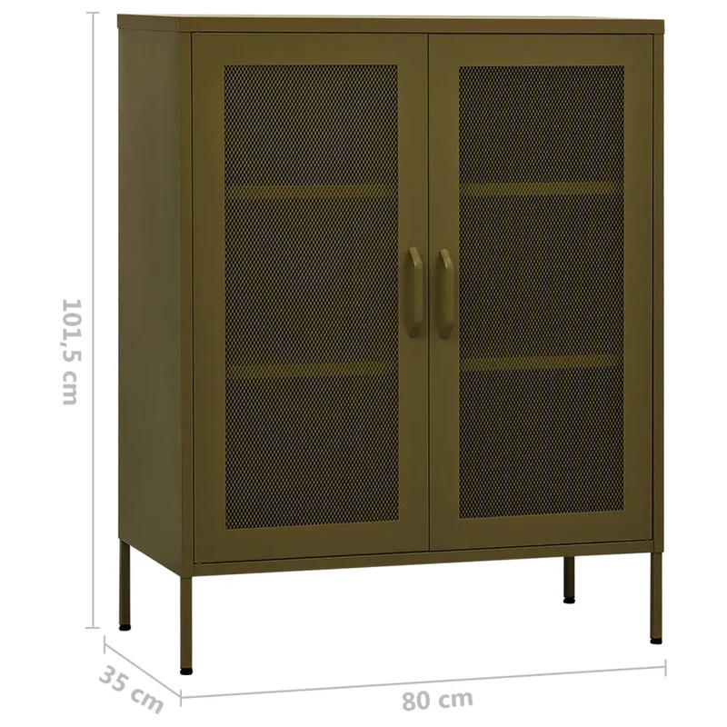 Armoire de rangement pratique design contemporain réglable 80 x 35 x 101 cm en acier vert olive 02_0046862