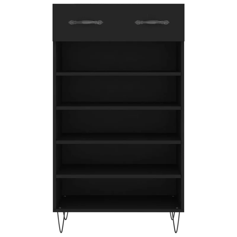 Armoire à chaussures noire moderne avec tiroir 60 x 35 x 105 cm en bois d'ingénierie noir 02_0048720