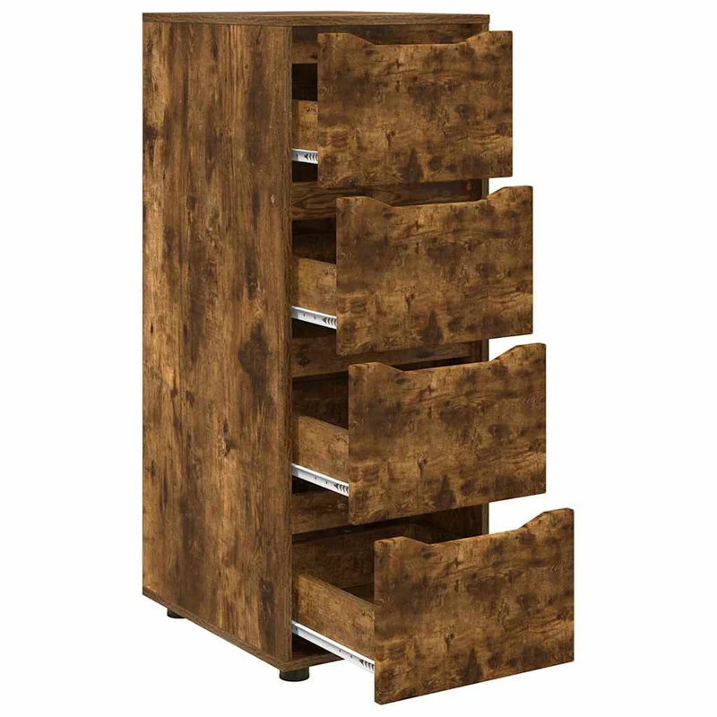 Armoire de rangement rectangulaire avec tiroirs pratique salon chambre 40 x 48 x 105 cm en bois d'ingénierie chêne fumé 02_0054656