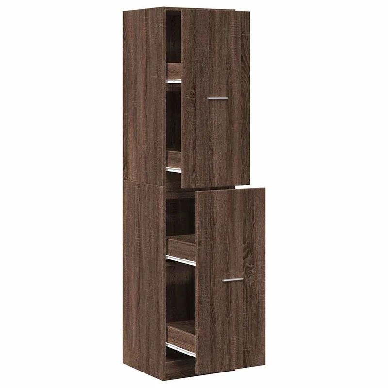 Armoire apothicaire en bois d'ingénierie classique 40 x 41 x 174 cm grand espace de rangement style contemporain en bois chêne marron 02_0055673