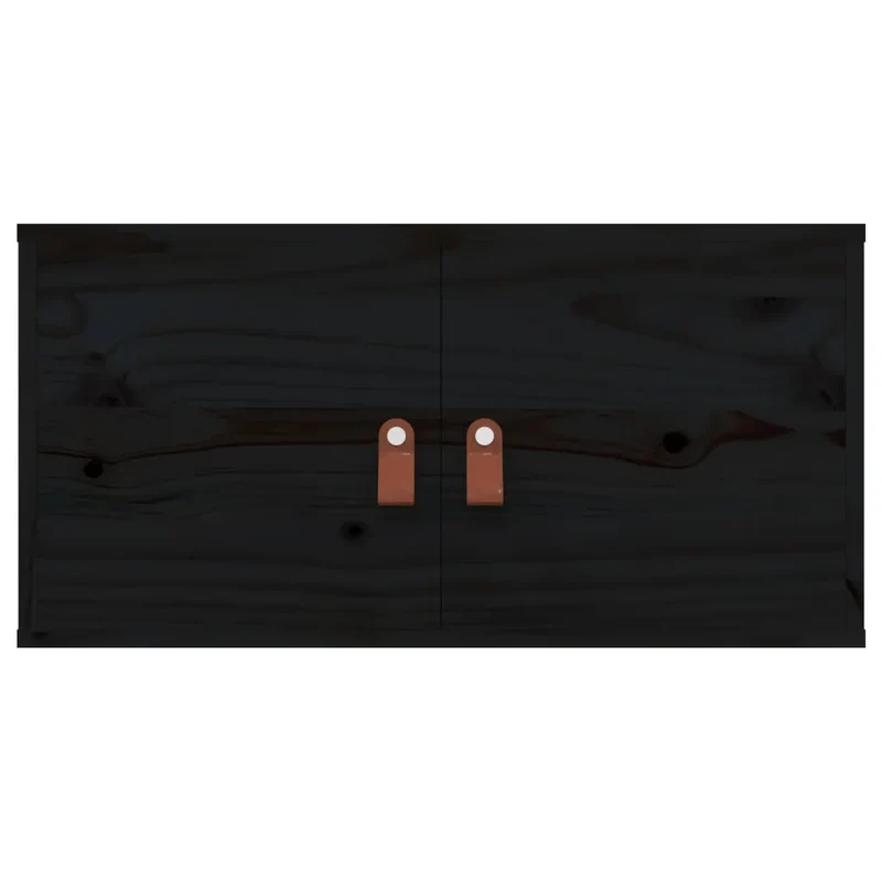Lot de 2 armoires murales rangement noir 60 x 30 x 30 cm en bois de pin massif 02_0048378