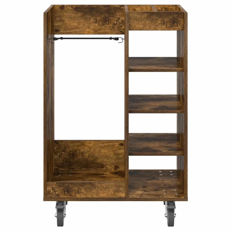 Armoire de golf rectangulaire moderne avec roues 65 x 45 x 98 cm grand espace de rangement en bois chêne fumé 02_0055053