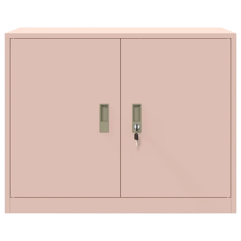 Armoire de rangement moderne avec portes verrouillables 90 x 40 x 70 cm en acier laminé à froid rose 02_0054810