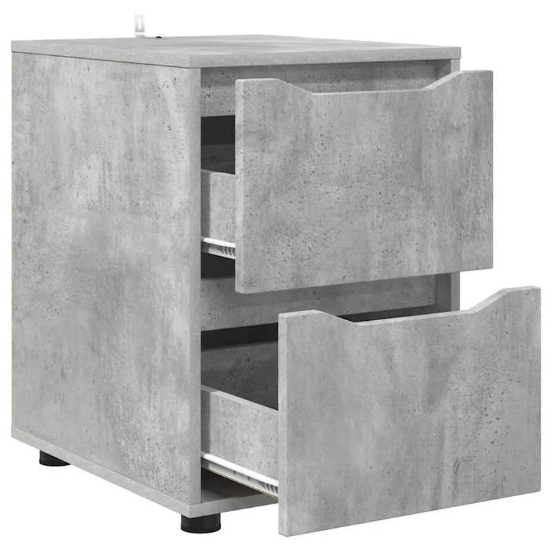Armoire de rangement rectangulaire 40 x 48 x 57 cm avec tiroirs pratiques style minimaliste en bois d'ingénierie gris béton 02_0054614